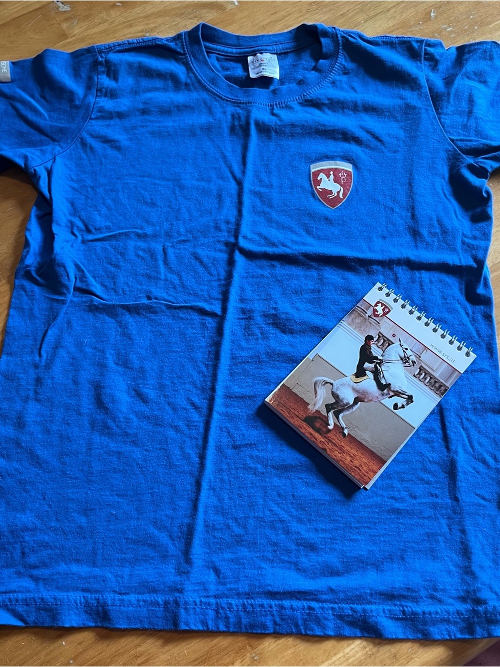 Kids Sz 12 Blue T-shirt + Notepad From Lippanzer Stallion Horses Vienna Austria